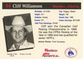 1991 Rodeo America Set B #64 Cliff Williamson Back